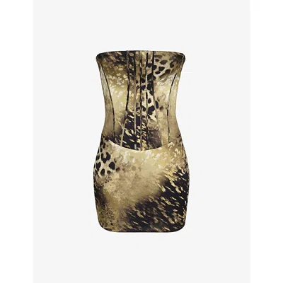 House Of Cb Womens Leopard Print Laila Leopard-print Satin Mini Dress In Multi