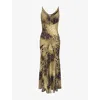 House Of Cb Womens Leopard Print Sacha Georgette Panelled Woven Maxi Dress In Gold
