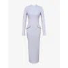 House Of Cb Womens Light Grey Marie-louise Turtleneck Stretch-woven Maxi Dress Xs In Light Grey