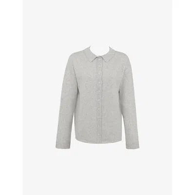 House Of Cb Womens Light Grey Marl Devon Relaxed-fit Wool-blend Shirt In Gray