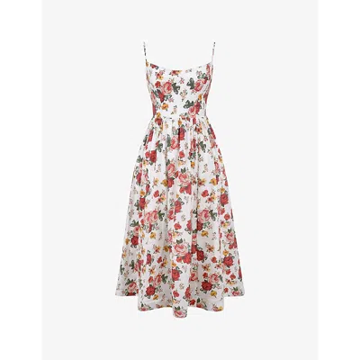 House Of Cb Womens Italian Rose Print Lolita Scoop-neck Stretch Cotton-blend Midi Dress In Italian Rose Print