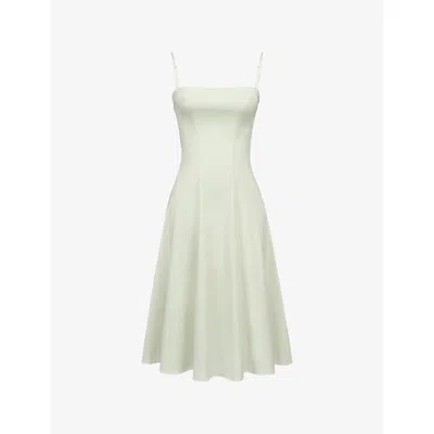 House Of Cb Womens Matcha Green Dolly Square-neck Stretch-cotton Midi Dress