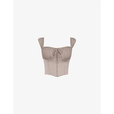 House Of Cb Womens Mocha Anja Cropped Satin To In Brown
