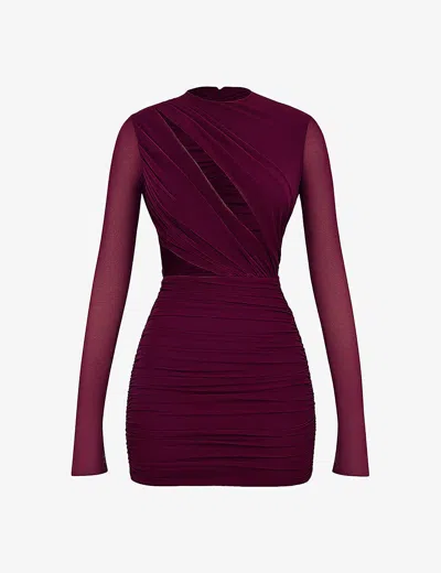 House Of Cb Womens Mulberry Lucinda Cut-out Stretch-woven Mini Dress In Purple