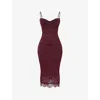 House Of Cb Womens Mulberry Melina Floral Stretch-lace Midi Dress In Mulberry