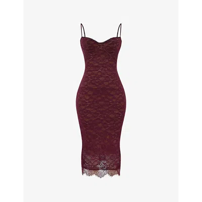 House Of Cb Womens Mulberry Melina Floral Stretch-lace Midi Dress