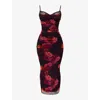 House Of Cb Womens Romantic Nalini Lace-trim Corseted Stretch-woven Maxi Dress
