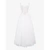 House Of Cb Womens White Floral Nathalie Lace-embroidered Full-skirt Woven Bridal Gown In White Floral