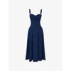 House Of Cb Womens Navy Carmen Sleeveless Cotton-blend Midi Dress In Navy