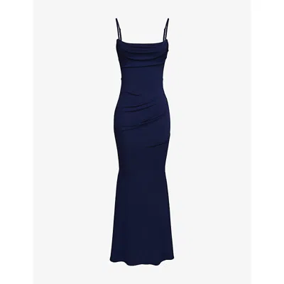 House Of Cb Womens Navy Milena Corset Woven Maxi Dress In Blue
