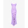 House Of Cb Womens Gabbi Ruffle-front Slim-fit Stretch-mesh Maxi Dress Orchid Xs In Orchid
