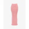 House Of Cb Womens  Cassidy Fluted-hem Mesh Maxi Skirt In Peach