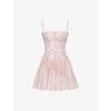 House Of Cb Womens Peach Floral Print Ysabella Stretch-cotton Mini Sundress In Pink