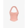 House Of Cb Womens Peach Hallie Strapless Corseted Stretch-woven Maxi Dress