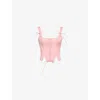 House Of Cb Womens Pink Callie Lace-up Stretch-cotton Corset Top