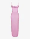 House Of Cb Womens Pink Charmaine Corset Satin Maxi Dress