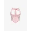 House Of Cb Womens Pink Demi Floral-embroidered Stretch-cotton Corset Top In Pink
