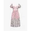 House Of Cb Womens Pink Floral Penelope Floral-print Tie-waist Woven Midi Dress In Pink