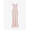 House Of Cb Womens Seren Lace-up Lace Maxi Dress Pink Floral Print
