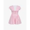 House Of Cb Of Cb Womens Emiliana Checked Stretch-cotton Mini Dress Pink Gingham Xs In Pink