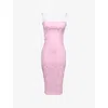 House Of Cb Womens Ophelle Lace-up Bodycon Jacquard Woven Midi Dress Pink Jacquard In Pink Jacquard