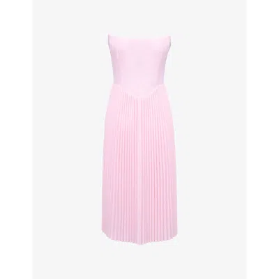 House Of Cb Womens Pink Marci Pleated Woven Midi Corset Dress