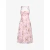 House Of Cb Womens Pink Minerva Floral-print Chiffon Midi Sundress In Pink