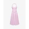 House Of Cb Womens Pink Rose Georgie Floral-print Stretch-cotton Midi Dress