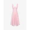 House Of Cb Womens Pink Samira Button-embellished Chiffon Midi Dress In Pink