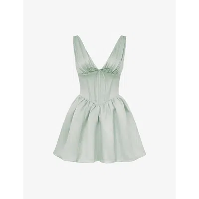 House Of Cb Womens Emmeliette Satin Mini Dress Pistachio