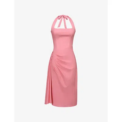 house of cb pink halter dress Womens Raspberry Tallulah Halterneck Cotton Midi In Chris IP