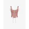 House Of Cb Womens Red Callie Lace-up Stretch-cotton Corset Top