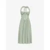 House Of Cb Womens Reseda Emilia Halter-neck Cotton Midi Dress Xs