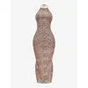House Of Cb Womens Rose Gold Giada Sequin-embroidered Woven Maxi Dress In Rose Gold
