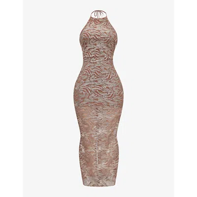 House Of Cb Womens Rose Gold Giada Sequin-embroidered Woven Maxi Dress