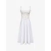 House Of Cb Womens Rose Print Clarabelle Detachable-corset Stretch-cotton Midi Dress
