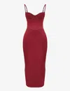 House Of Cb Stefania Underwire Corset Bodice Satin Gown In Ruby