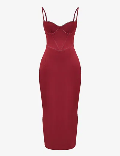 HOUSE OF CB WOMENS RUBY STEFANIA FITTED SATIN MAXI DRESS