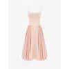 House Of Cb Womens Peach Samaria Corseted Woven Midi Dress
