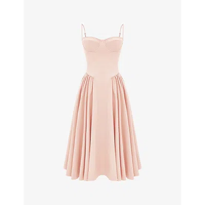 House Of Cb Womens Peach Samaria Corseted Woven Midi Dress In Peach