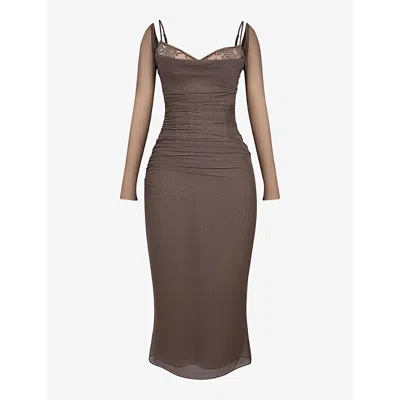 House Of Cb Womens Smoke Katarina Corseted Stretch-woven Maxi Dress