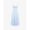 House Of Cb Womens Soft Blue Carmen Sleeveless Cotton-blend Midi Dress