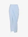 House Of Cb Womens Soft Blue Vesper Floral-print Stretch-woven Maxi Skirt