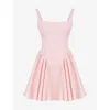 House Of Cb Womens Soft Peach Florianne Bow-embellished Cotton And Lyocell Mini Dress In Soft Peach
