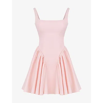 House Of Cb Womens Soft Peach Florianne Bow-embellished Cotton And Lyocell Mini Dress