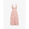 House Of Cb Womens Vintage Rose Print Solada Floral-pattern Woven Midi Dress