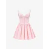 House Of Cb Womens Strawberry Shortcake Brigitte Print Corset Linen-blend Mini Dress