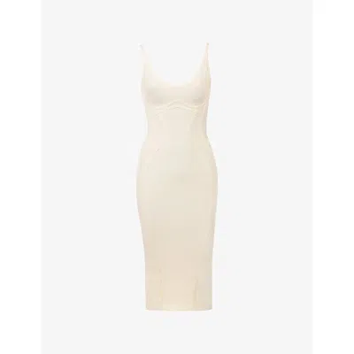 House Of Cb Womens Vanilla The Sculpt Halter-neck Bandage Stretch-woven Midi Dress