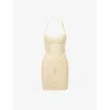 House Of Cb Womens Vanilla The Supermodel Halter-neck Bandage Stretch-woven Mini Dress In Neutral