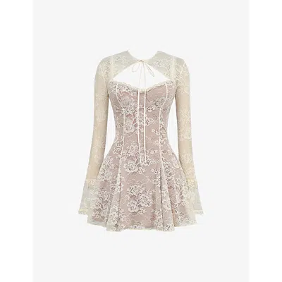 House Of Cb Womens Alice Sweetheart Lace Mini Dress Vintage Cream
